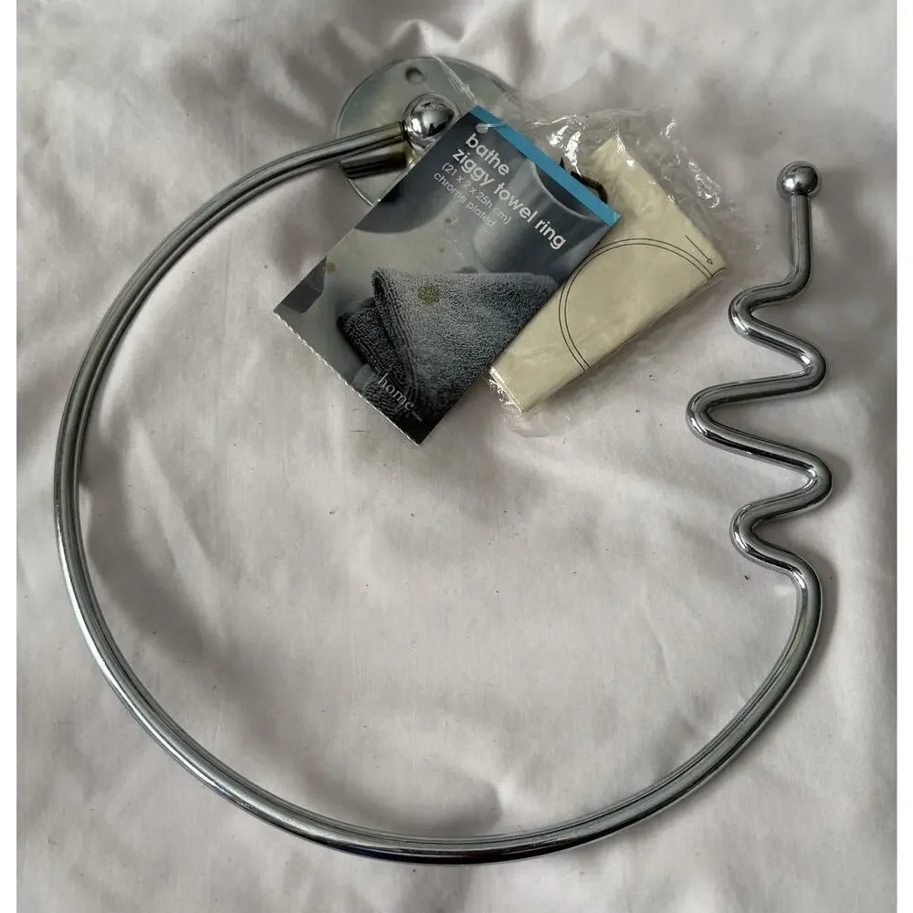 Lot/3 Chrome-Plated Wall-Mounted The Home Store Bathe Ziggy Hand Towel Ring